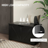 HOMCOM 100L Home Storage Box, with Safety Hinges - Black Wood-Effect