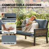 Outsunny 4 Seater Rattan Garden Furniture Set with 2 Armchairs, Loveseat, Coffee Table, Garden Sofa Set with Cushions, Grey
