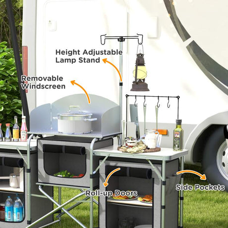 Outsunny Multi-Storage Portable Camping Kitchen, with Carry Bag