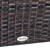 Outsunny Rattan Footstool Wicker Ottoman with Padded Seat Cushion Outdoor Patio Furniture for Garden Poolside Living Room, 50 x 50 x 35 cm, Brown