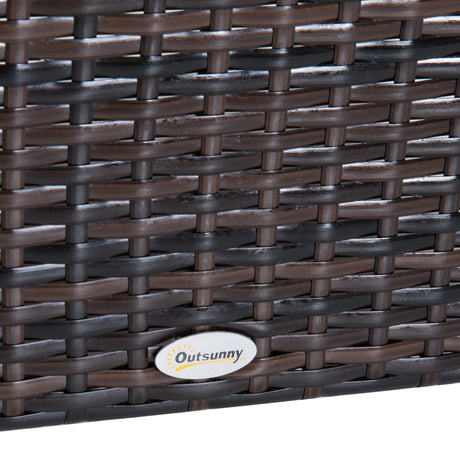 Outsunny Rattan Footstool Wicker Ottoman with Padded Seat Cushion Outdoor Patio Furniture for Garden Poolside Living Room, 50 x 50 x 35 cm, Brown