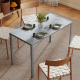 HOMCOM 120cm Dining Table, Rectangle 4 Seater Kitchen Table with Tempered Glass Top and Metal Legs, Grey