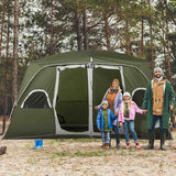 Outsunny Camping Tent, Family Tent 4-8 Person 2 Room, with Large Mesh Windows, Easy Set Up for Backpacking Hiking Outdoor, Green