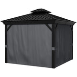 Outsunny 3.65 x 3m Aluminium Hardtop Gazebo, with Accessories - Dark Grey