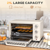 HOMCOM 21L Mini Countertop Oven, 100C-230C Adjustable Temp - White