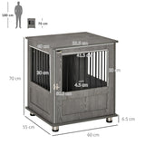 PawHut Dog Crate Table for Medium and Large Dogs with Magnetic Door for Indoor Use, 60 x 55 x 70 cm, Grey