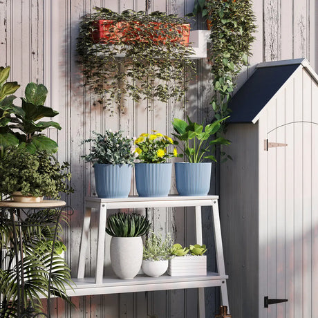 Outsunny Set of Three 22cm Planters - Blue