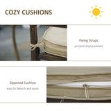 Outsunny 4 Seater Outdoor Dining Set Antique Cast Aluminium Garden Furniture Set with Cushions Round Dining Table with Parasol Hole, Bronze