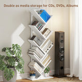 HOMCOM 9-Tier Tree Bookshelf, Industrial Free Standing Bookcase with Steel Frame, Display Storage White