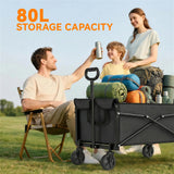 Outsunny 81L Festival Trolley on Wheels, Compact Garden Folding Trolley Cart with Adjustable Handle 80L Black