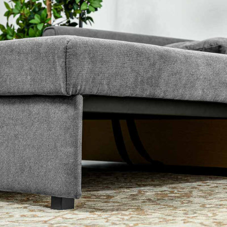 HOMCOM 2 Seater Sofa Bed, Convertible Bed Settee, Modern Fabric Loveseat Sofa Couch with 2 Cushions, Hidden Storage for Living Room, Guest Room, Light Grey