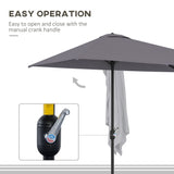 Outsunny Balcony Half Parasol Semi Round Umbrella Patio Crank Handle (2.3 m, Grey)- NO BASE INCLUDED