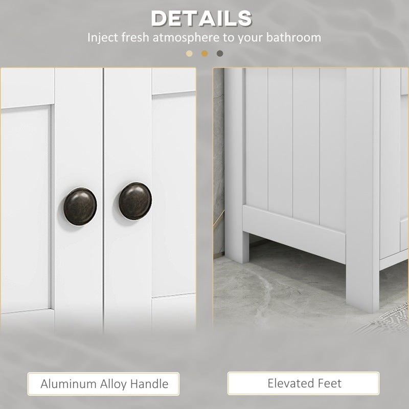 kleankin Pedestal Under Sink Cabinet with Double Doors, Modern Bathroom Vanity Storage Unit with Shelves, White