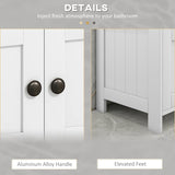 kleankin Pedestal Under Sink Cabinet with Double Doors, Modern Bathroom Vanity Storage Unit with Shelves, White