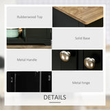 HOMCOM Sideboard with Rubberwood Top and Adjustable Shelves for Dining Room, Kitchen - Black