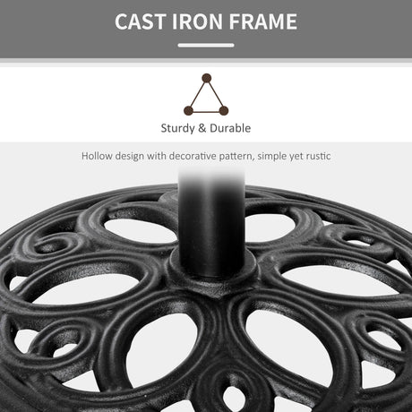 Outsunny 11.5 kg Cast Metal Round Patio Umbrella Base Stand, Umbrella Holder for Outdoor, Patio, Garden, Black