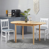 HOMCOM 4-6 Person Wooden Drop-Leaf Table - Natural Finish