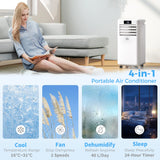 HOMCOM 10000 BTU Air Conditioning Unit, 3-in-1 Portable Air Conditioner, Dehumidifier, Cooling Fan with Remote Control, Digital Display, 2 Speeds, 24H Timer, Window Venting Kit, 22m2