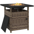 Outsunny 72.5 x 72.5cm 50,000 BTU Fire Pit Table, with Cover - Brown