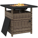 Outsunny 72.5 x 72.5cm 50,000 BTU Fire Pit Table, with Cover - Brown