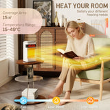 HOMCOM Ceramic Electric Heater, 1500W Fan Space Heater with 3 Modes, 24H Timer, Flame Effect, Oscillation for Bedroom, White
