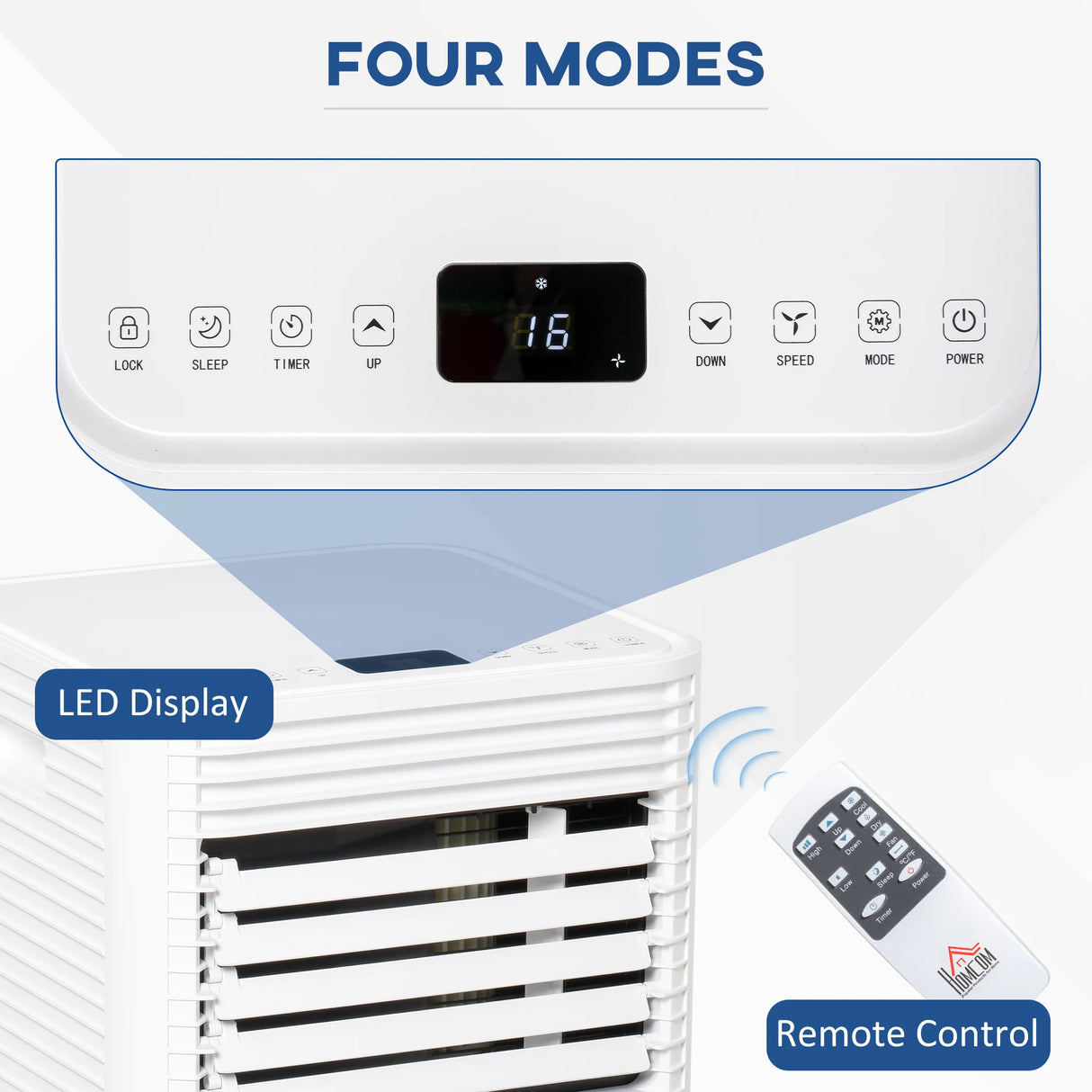 HOMCOM 7000 BTU Portable Air Conditioner for Cooling Dehumidifier Fan, Air Conditioning Unit for Room up to 26m2, with Remote, 24H Timer, Window Mount Kit, R290, A Energy Efficiency, 785W