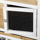 PawHut 2-Tier Large Rabbit Hutch Outdoor with Double Side Run Boxes, No-leak Plastic Tray, Ramp, 230 x 53 x 93.5cm, White