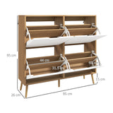 HOMCOM Shoe Storage Cabinet, 4 Flip Drawers, Shoe Organizer for 8-16 Pairs of Shoes, Natural