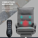 Vinsetto Massage Office Chair with Footrest, Desk Chair with 6 Point Massage and Heat, 155 Reclining Back for Home, Thick Padding, Grey
