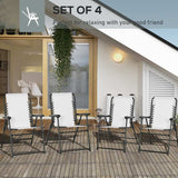 Outsunny  Pieces Patio Folding Chair Set, Outdoor Portable Loungers for Camping Pool Beach Deck, Lawn Chairs with Armrest Steel Frame, Cream White