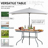 Outsunny Garden Dining Table Glass Top Metal Frame with Parasol Hole Outdoor Balcony Grey 120L x 80Wcm