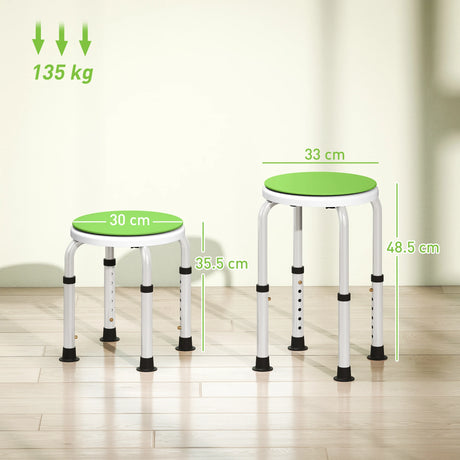 HOMCOM 360 Swivel Shower Chair, Height Adjustable Aluminium Shower Stool with Non-Slip Feet for Disabled, Elderly, Green