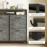 HOMCOM Shoe Storage Cabinet with 4 Flip Drawers and Open Shelf - Cement Grey