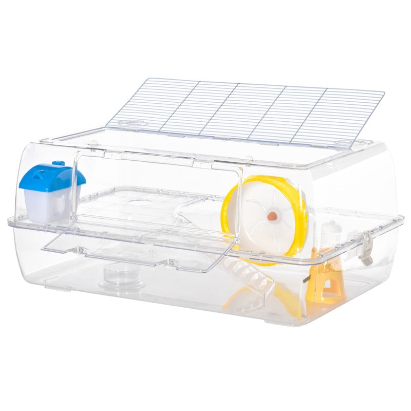 PawHut Hamster Cage, 2 Tier Gerbil Cage with Running Wheel, Water Bottle, Dish