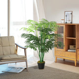 Outsunny 125cm/4FT Artificial Palm Plant Decorative Tree with Nursery Pot, Fake Plastic Indoor Home Office Dcor, Green
