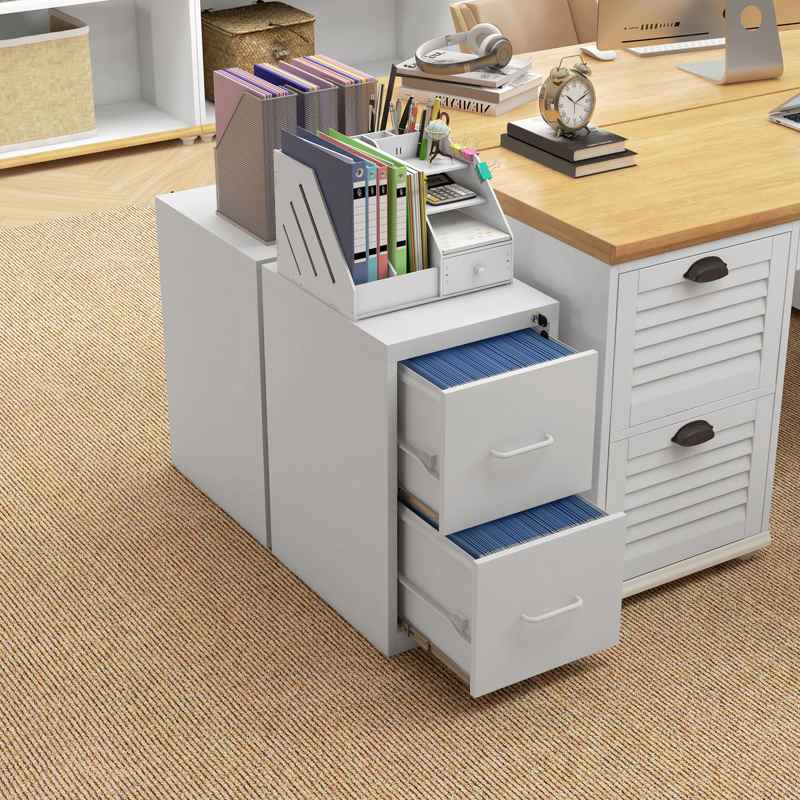 HOMCOM Two-Drawer Modern Steel Filing Cabinet - Cream