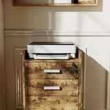 HOMCOM 3 Drawer Filing Cabinet with Lock, Rolling File Cabinet with Edged Top for Letter, A4 Size, Hanging File Folders