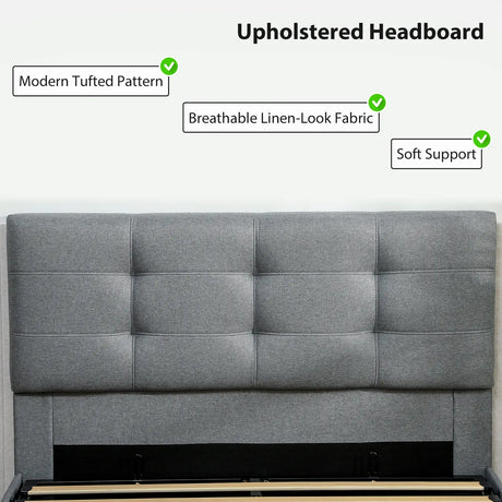 HOMCOM 4ft6 Double Ottoman Bed with Gas Lift Storage - Grey