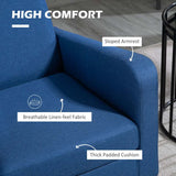 HOMCOM Linen-Look Boxy Armchair - Blue