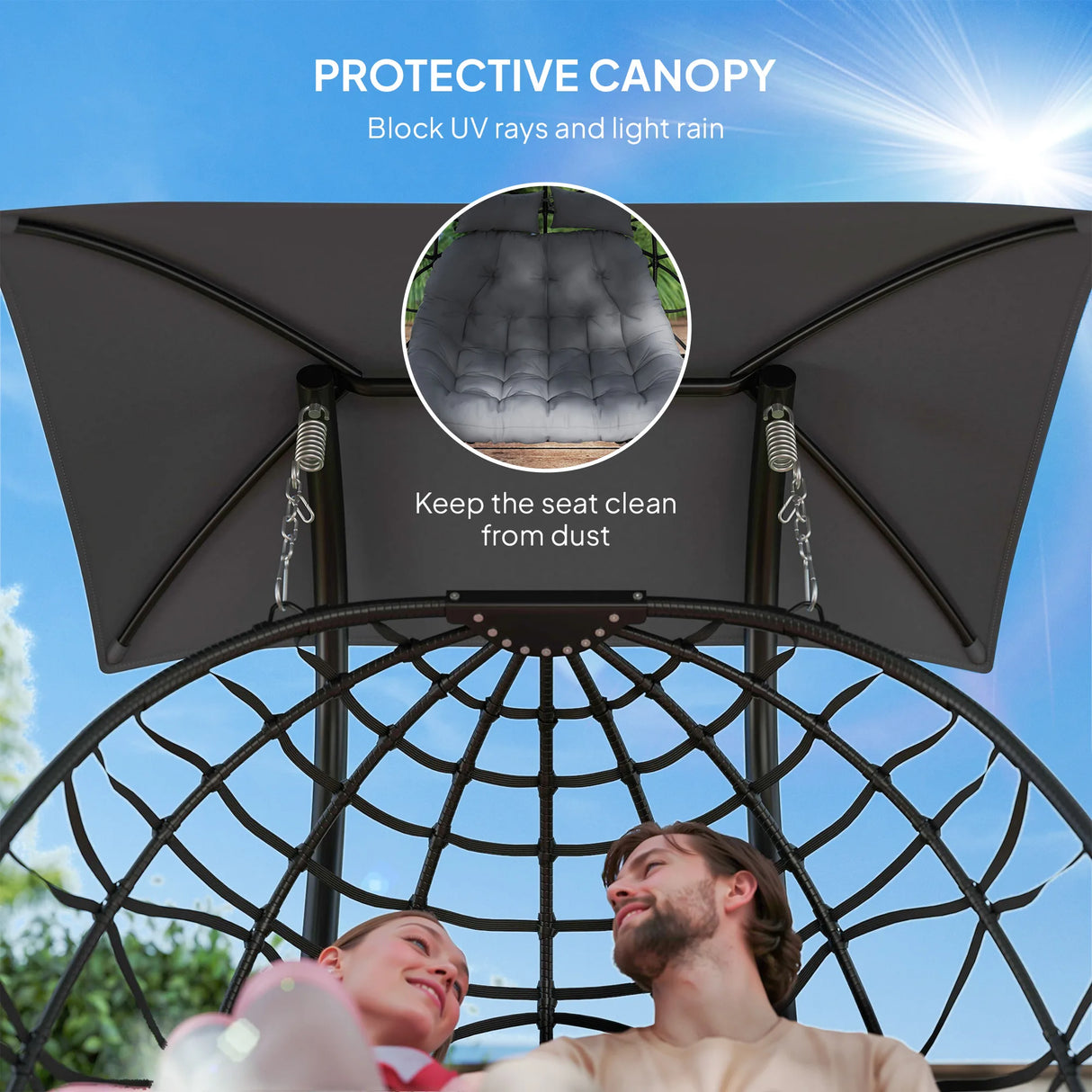 Outsunny Two-Seater Rattan Egg Chair - Black