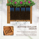Outsunny Wooden Planter with Corner Trellis, Freestanding Raised Garden Bed with Drainage Bottom, Outdoor Planter Box, Brown