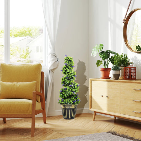 HOMCOM Set of Two 90cm Artificial Lavender Trees