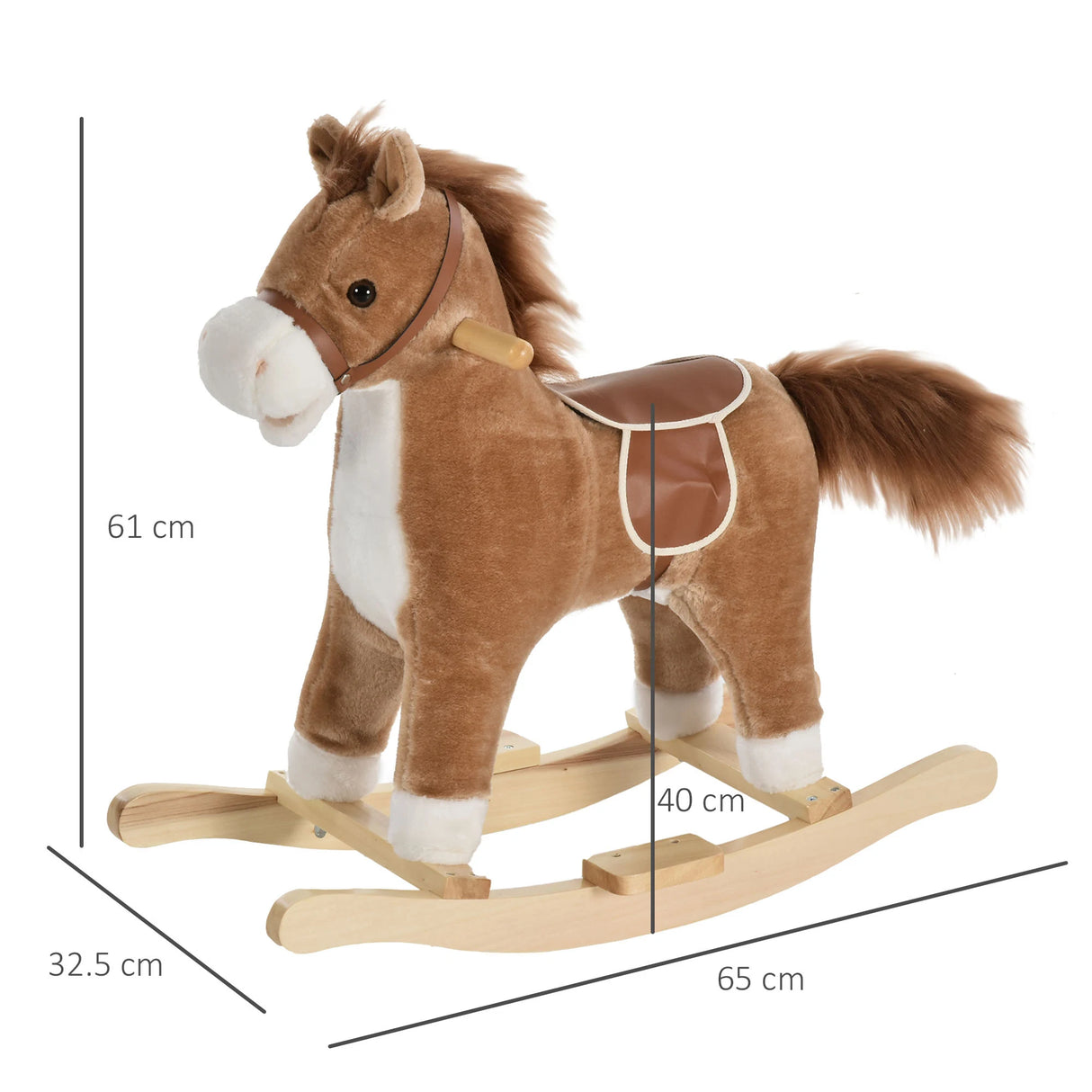 HOMCOM Kids Classic Rocking Horse, with Moving Mouth, Neighing Sounds, Brown