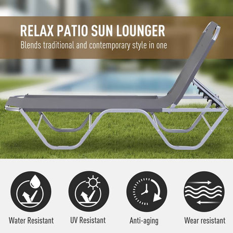 Outsunny Sun Lounger Relaxer Recliner w/ 5-Position Adjustable Backrest Pool Sun Bathing