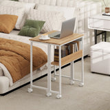 HOMCOM 63 cm Drop Leaf Writing Work Desk - Natural Wood Finish