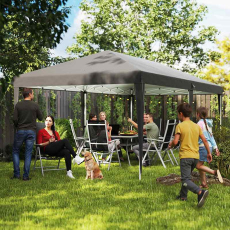 Outsunny Pop Up Gazebo, Double Roof Foldable Canopy Tent, Height Adjustable Wedding Awning Canopy w/ Carrying Bag, 6 m x 3 m x 2.7 m, Grey