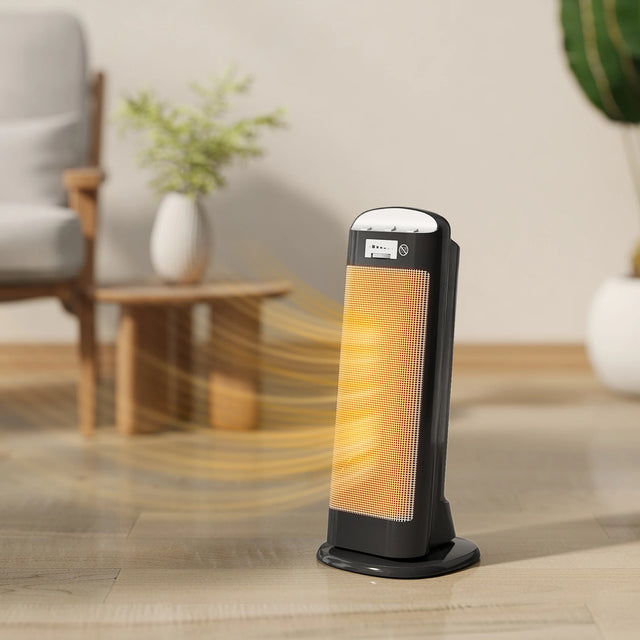 HOMCOM Ceramic Space Heater, 2000W Fan Electric Heater with 4 Modes, Adjustable Thermostat, 55 Oscillation, Tip-Over and Overheat Protection for Bedroom, Home Office, Black