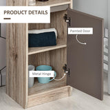 HOMCOM Freestanding Bathroom Storage Cabinet w/ 2 Cupboards 2 Compartments Home Organisation Anti-Tipping Elevated Base 30L x 24W x 170H cm Grey&Brown