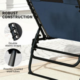 Outsunny Set of Two Reclining Sun Loungers - Dark Blue