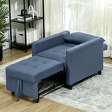 HOMCOM 3-In-1 Chair Bed, Convertible Sleeper Chair with Adjustable Backrest, Pillow and Footrest for Living Room, Blue